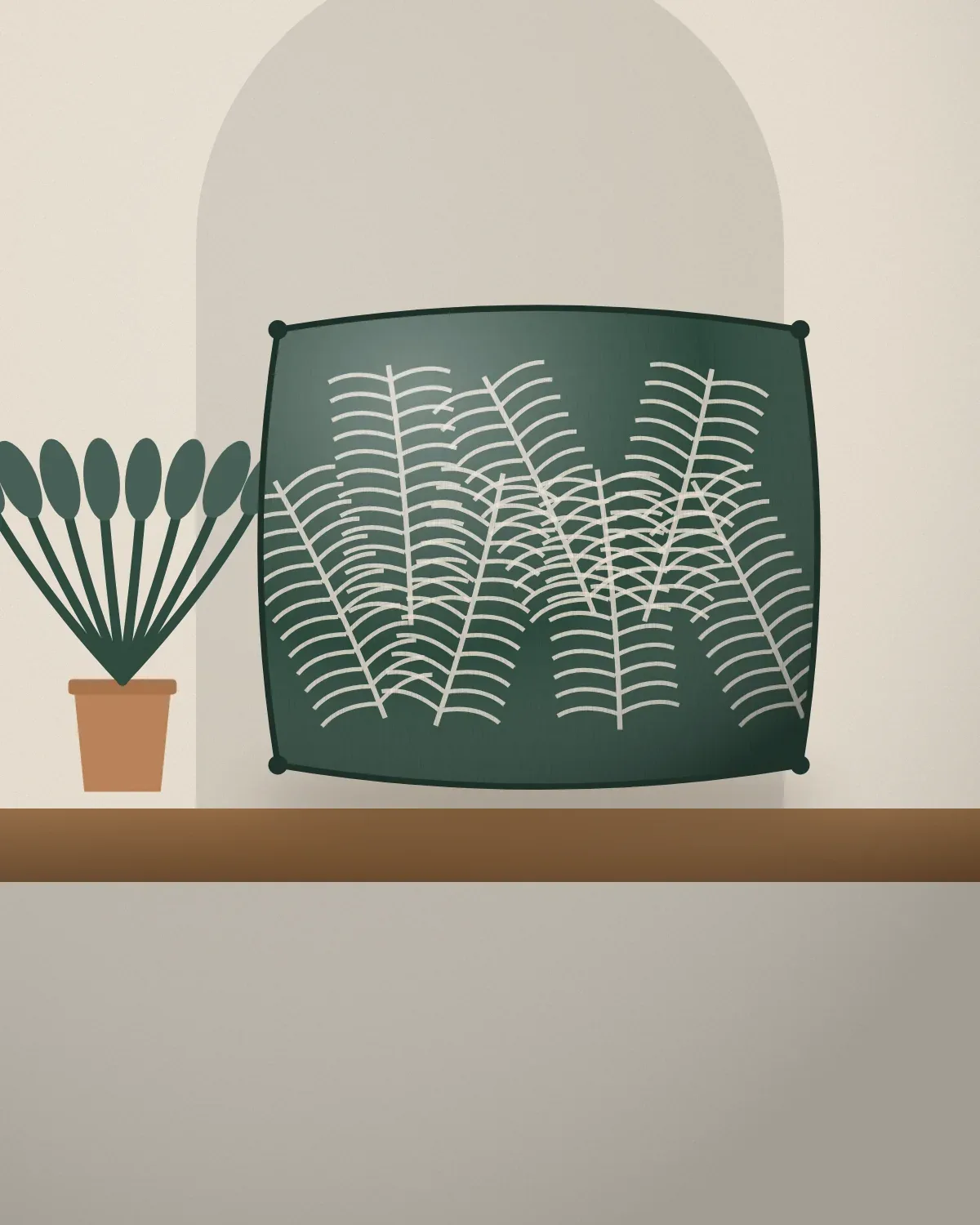 Palm Frond Linen Cushion